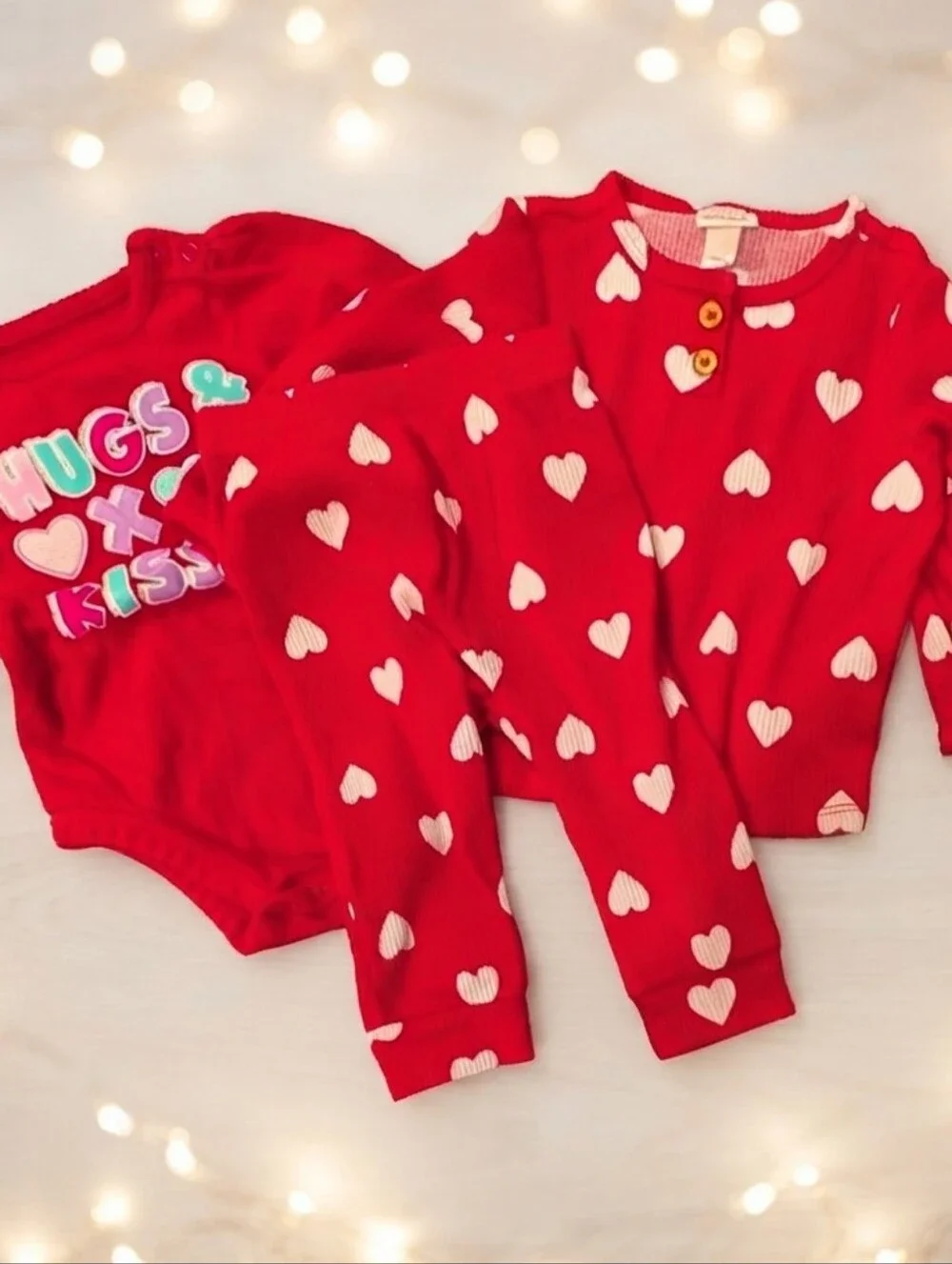12M Red Heart Baby Outfit Set
